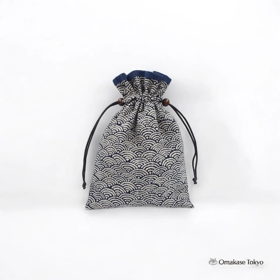 FUJITA Handcrafted Drawstring Bag-Navy