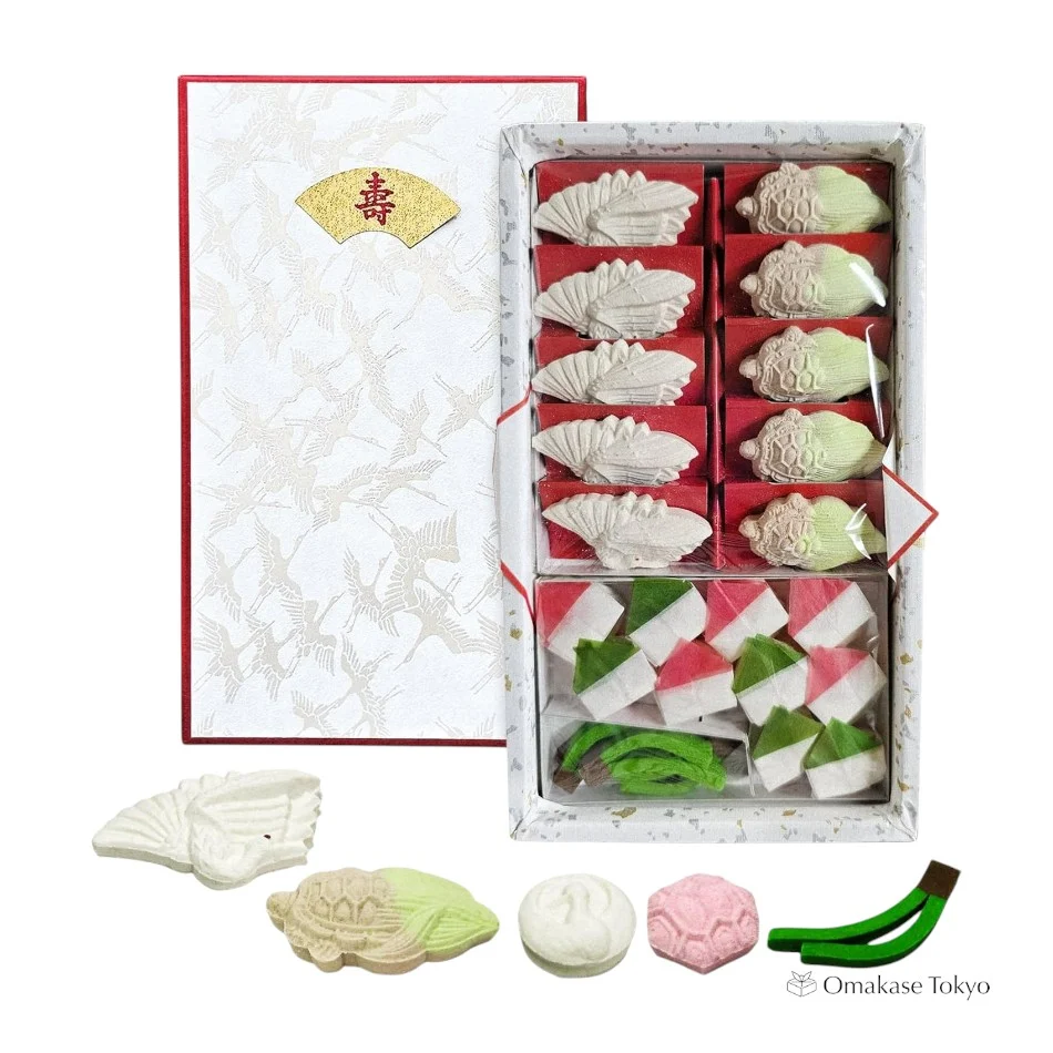 Fukuya Wasanbon Crane & Turtle Sweets Set, 25 Pieces - Image 3
