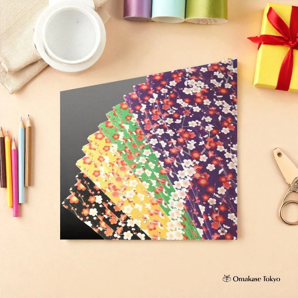 Japanese Washi Chiyogami Plum Flower