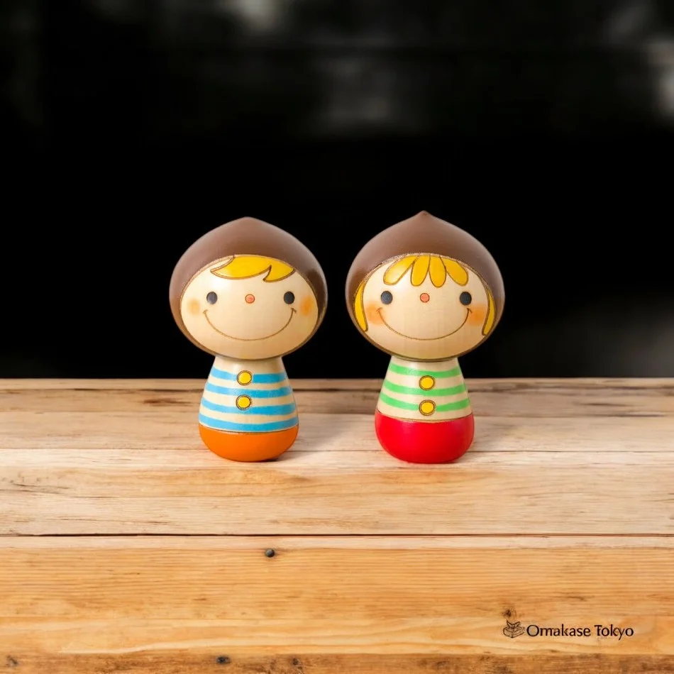Kokeshi Figurine Set – Zukin-kun & Zukin-chan (Pair)