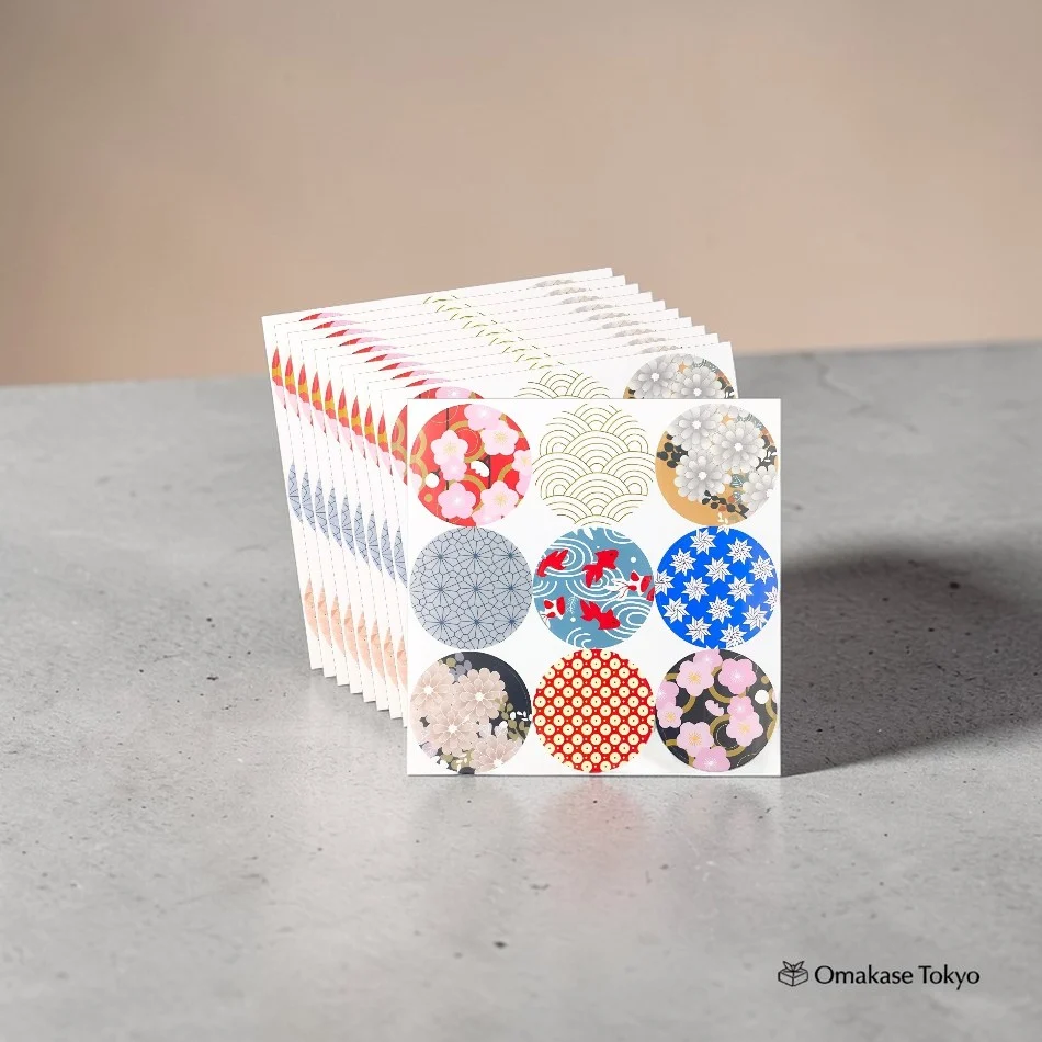 NYANDELMO Japanese Pattern Gold Seal Stickers