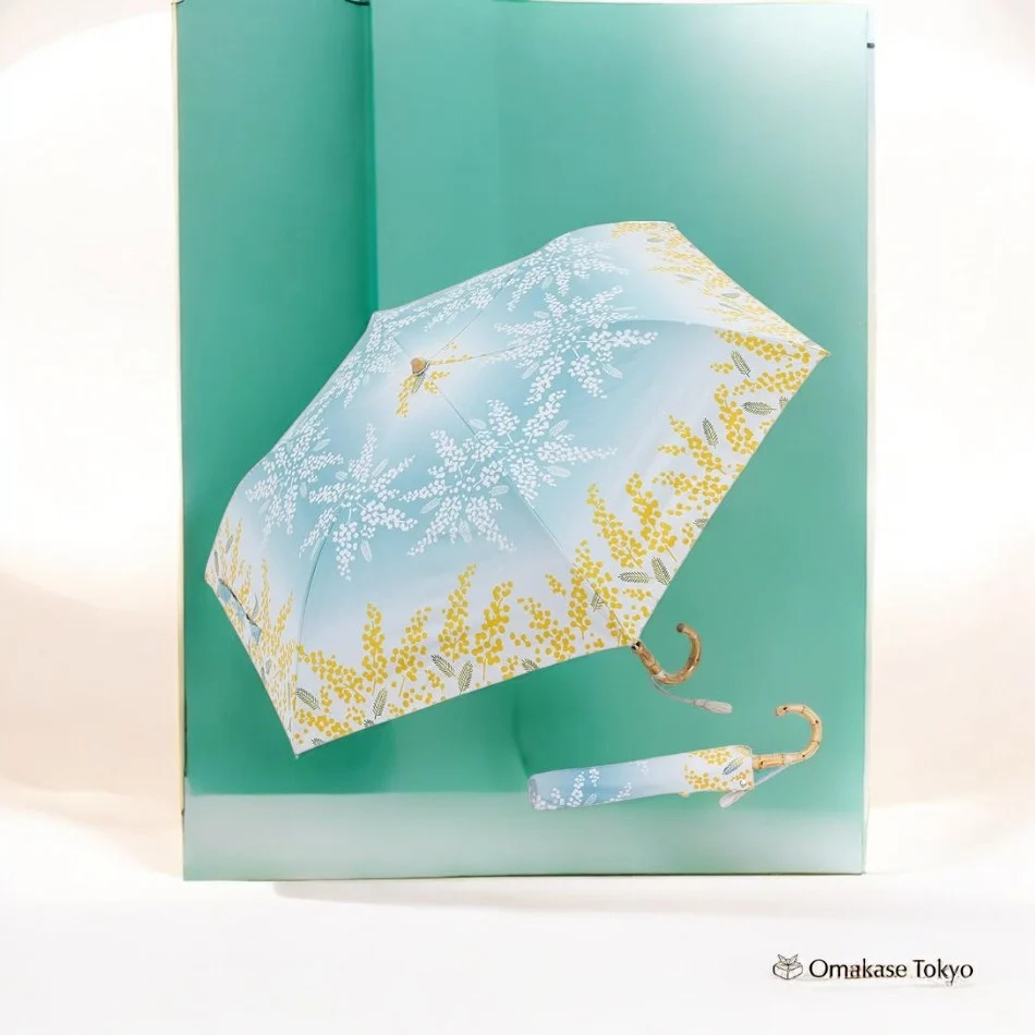 Ogawa Women’s Parasol Folding Umbrella – Mimosa Japanese Pattern