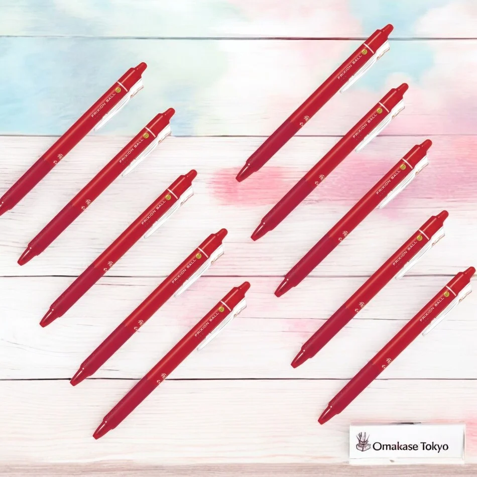 Pilot FriXion Ball Knock Retractable Erasable Gel Pen 0.5 mm – Red 10pcs