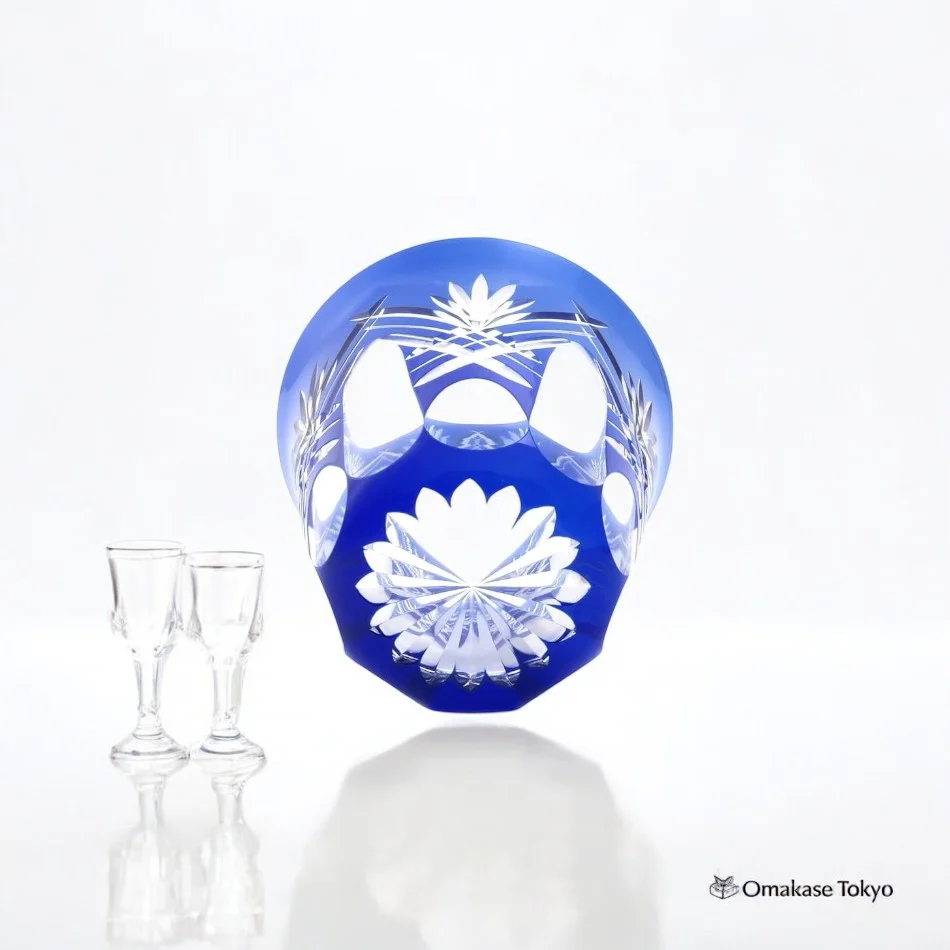 Sumida Edo Kiriko Stacked Sword Blue Glass - Image 2