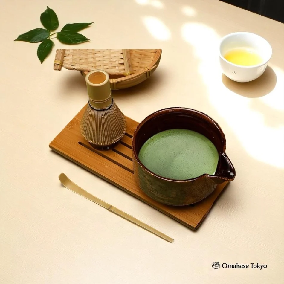 Tea Ceremony 4 Piece Matcha Set Bowl Whisk Stand Chashaku Scoop Chasen - Image 2